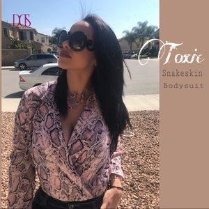 Snakeskin Wrap Bodysuit - Pink